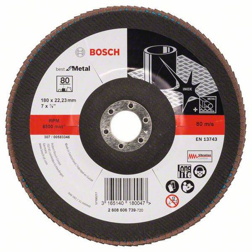 Listkowa tarcza szlifierska X571, Best for Metal 180x22,23x80 Bosch 2608606739
