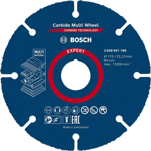 Tarcze tnące EXPERT Carbide Multi Wheel 115 mm 22,23 mm 10 szt Bosch (2608901190)