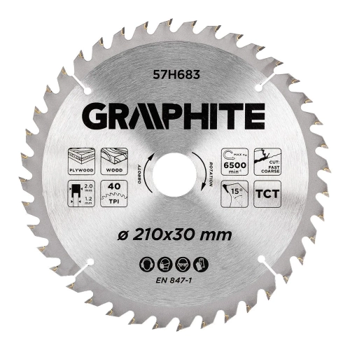 Tarcza do cięcia drewna 210x30 mm Graphite 57H683