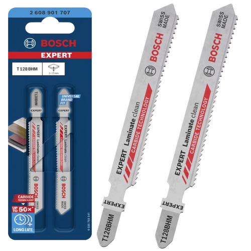 Zestaw 2 szt. brzeszczotów do wyrzynarki Bosch EXPERT Laminate clean T128BHM 2608901707