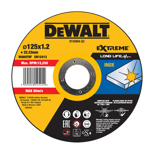 Tarcza tnąca do stali nierdzewnej 125x1,2x22,23mm Dewalt DT43904-QZ
