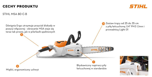 Pilarka akumulatorowa Stihl MSA 80 C-B MA040115834