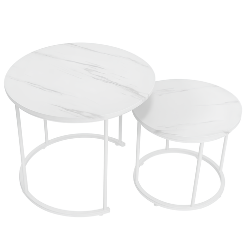 Zestaw stolików Belivio ALBA WHITE MARBLE