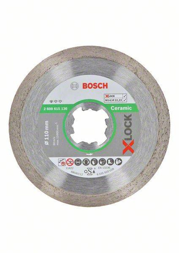 Diamentowa tarcza tnąca Standard for Ceramic z systemem X-LOCK, 110x22,23x1,6x7,5 Bosch 2608615136