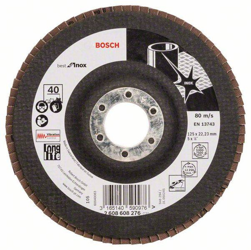 Listkowa tarcza szlifierska X581, Best for Inox 125x22,23x40 Bosch 2608608276