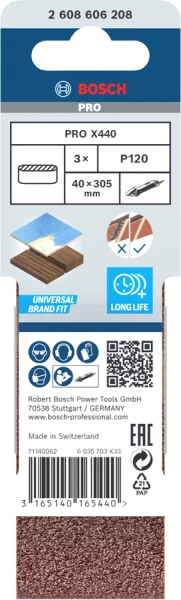 3-częściowy zestaw taśm szlifierskich Bosch X440