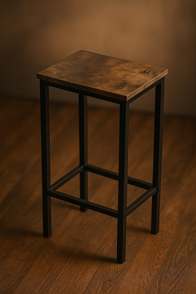 Stołek barowy Belivio PAX BLACK RUSTICAL OAK