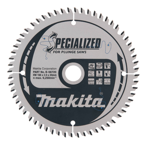 Tarcza tnąca do MDF/laminatu Makita 165x20mm 60Z B-56720