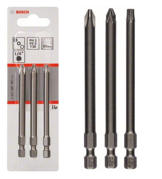 Zestaw 3 szt. PH2, PZ2, TX25 bitów Bosch 2607001767