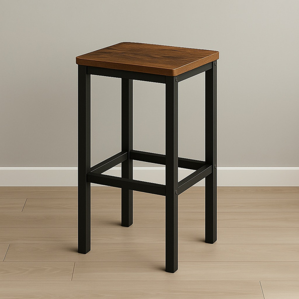 Stołek barowy Belivio PAX BLACK RUSTICAL OAK