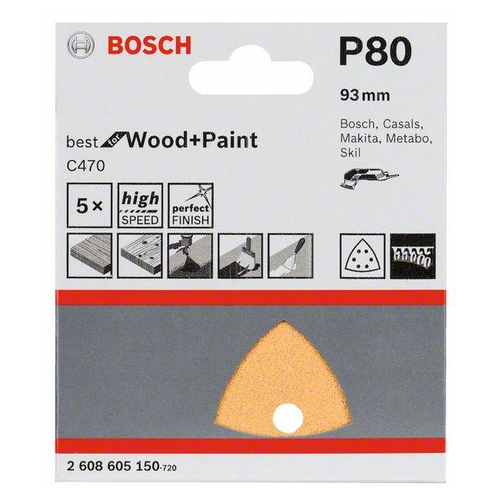 Papier ścierny Bosch C470 do do szlifierek - P80, zestaw 5 sztuk