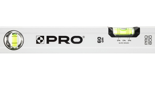 Poziomica PRO600 AB-030 malowana biała z libellą 2% 30 CM