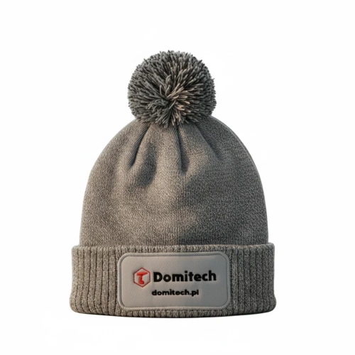 Szara czapka zimowa z pomponem