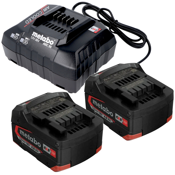 Zestaw zasilający Metabo 685050000 (2x akumulator LiPOWER 18 V / 4,0 Ah Ładowarka ASC 55)