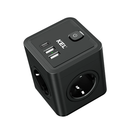 Rozgałęźnik KEL R-41SWS/USBA+USBC czarny W-00359