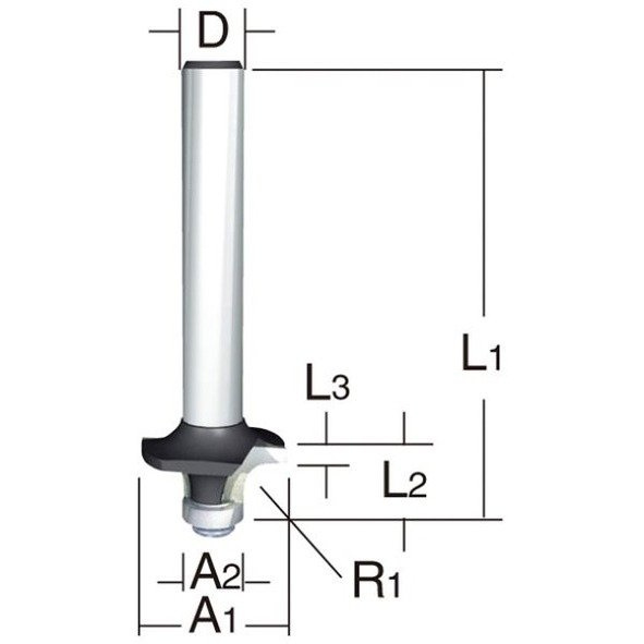 Frez do fazowania półokrągłego; uchwyt 8 mm d-11184
