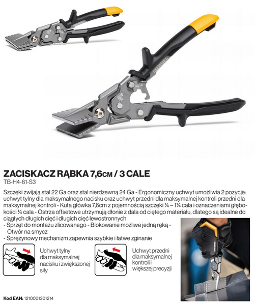 Szczypce do gięcia blachy 7,6 cm / 3" ToughBuilt TB-H4-61-S3