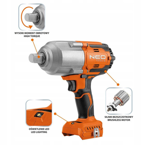 Klucz udarowy Neo Tool 04-618 z zestawem zasilającym Graphite 58GE131