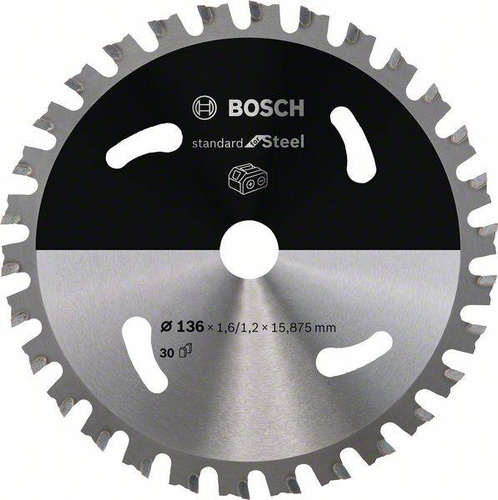 Ostrze do piły tarczowej bezprzewodowej Standard for Steel 136 x 1,6 / 1,2 x 15,875 T30 Bosch 2608837745