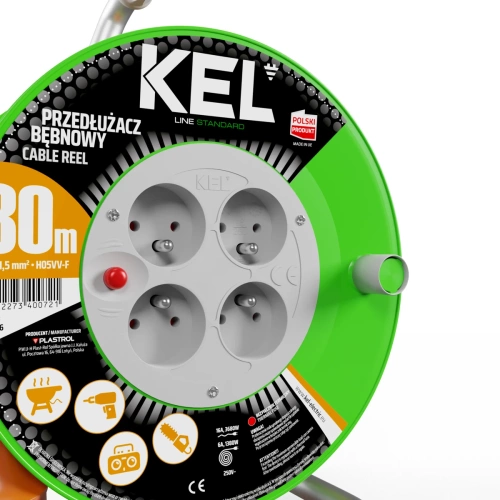 Przedłużacz bębnowy 30 m KEL W-97046