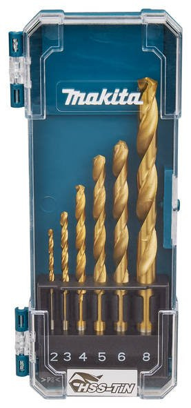 Zestaw 6 szt. wierteł HSS-TiN do metalu 2/3/4/5/6/8 Makita D-72833