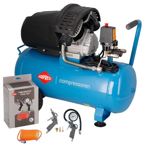 Kompresor dwutłokowy olejowy Aipress HL 425-50 z zestawem akcesoriów pneumatycznych