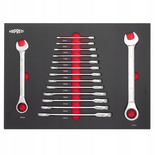 Wózek narzędziowy AIRPRESS 79169, z 7 szufladami, z 215 narzędziami oraz z drewnianym blatem