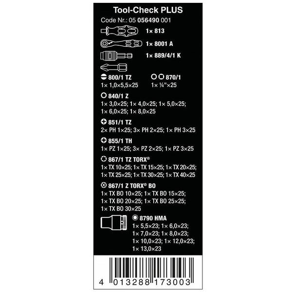 Zestaw bitów + rękojeść + grzechotka Wera Tool-Check Plus 05056490001 - 39 elementów