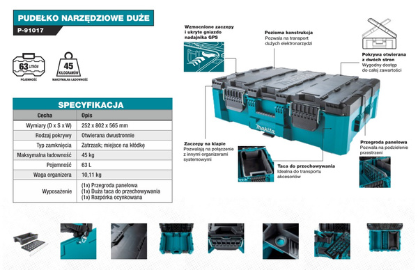 Walizka narzędziowa Makita MakTrak P-91017