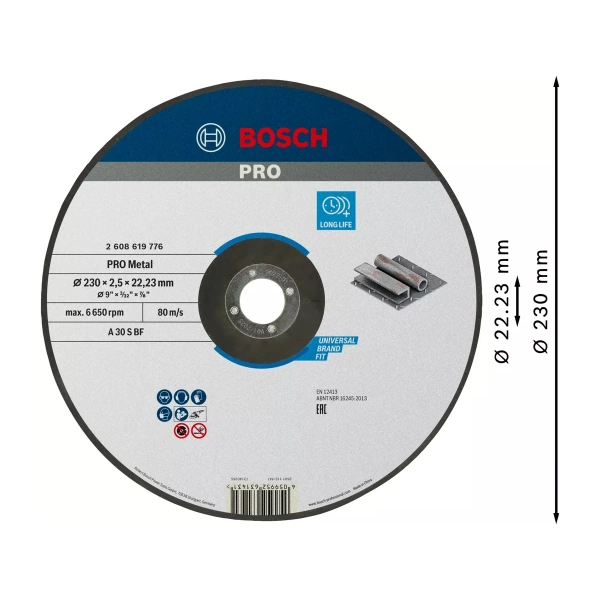 Tarcza do cięcia stali 230x22,23 Bosch 2608619776