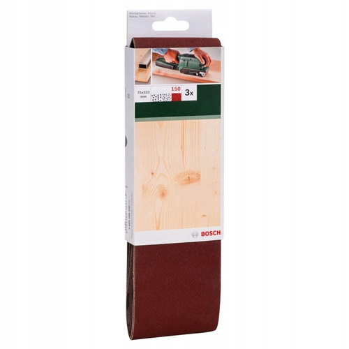 Zestaw 3 szt. pasów bezkońcowych 75x533mm P150 Bosch 2609256220