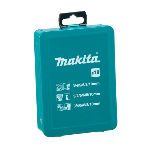 Zestaw wierteł do metalu drewna cegły 18 szt. Makita D-46202
