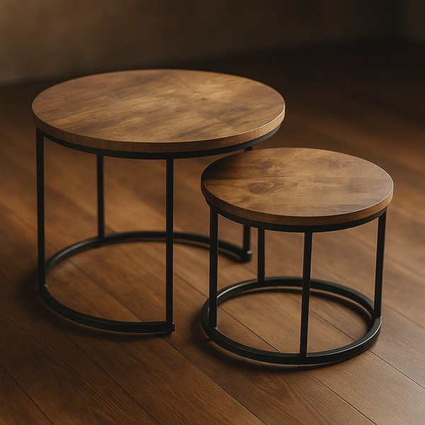 Zestaw stolików Belivio MOCCA RUSTICAL OAK