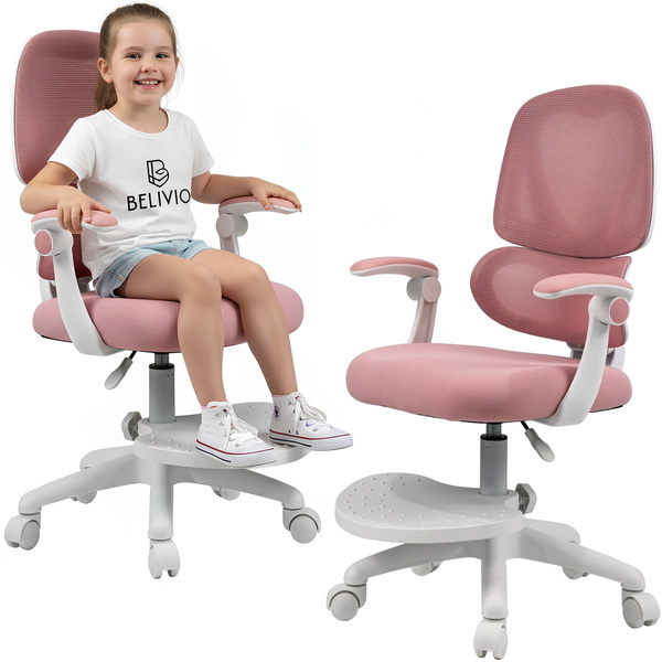 Fotel obrotowy Belivio OSKAR różowy