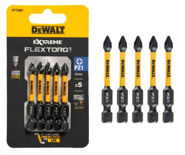 Zestaw 5 szt. bitów PZ1 57 mm DeWalt DT7390T