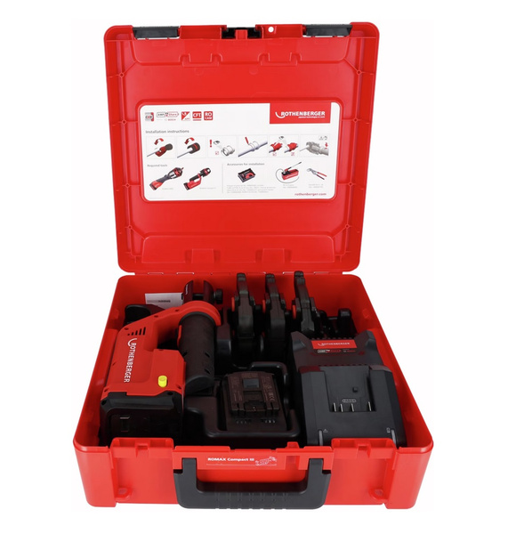 Zaciskarka akumulatorowa Rothenberger Compact III z zestawem zasilającym i zestawem szczęk 1000004274