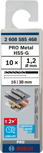 Zestaw 10 szt. wierteł do metalu Bosch PRO Metal HSS-G 1,2×16×38 mm 2608585468