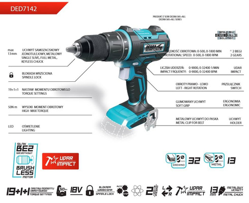Wiertarko-wkrętarka Dedra DED7142