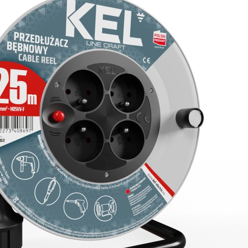 Przedłużacz bębnowy KEL PB-CR/S/25M/3X1/H05VV-F