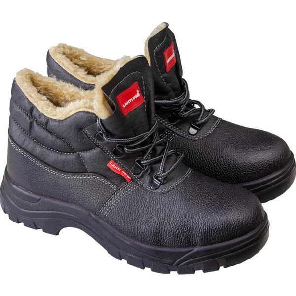 Czarne, skórzane trzewiki ocieplane Lahti PRO L3030345 (rozmiar 45)