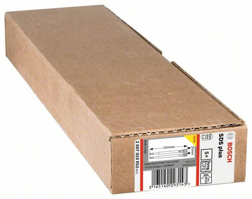 Płaskie dłuto SDS-Plus Bosch 2607019052 o długości 250 mm - 5 sztuk