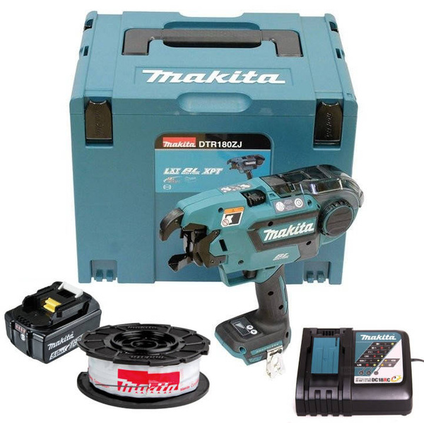 wiązarka do zbrojenia Makita DTR180ZJ z zestawem zasilającycm i drutem (50 rolek)