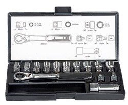 Zestaw nasadek + klucz z adapterem 1/4", 3/8" Makita B-65595 14 szt.