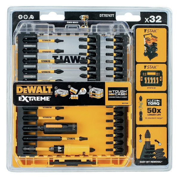 32 częściowy zestaw bitów z adapterem Dewalt  DT70747T