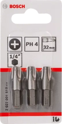 Zestaw 3 szt. bitów PH4 Bosch Extra Hart 2607001518