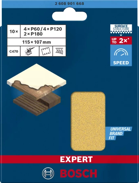 Papier ścierny Bosch Expert C470 2608901670, 115x107 mm, G 60/120/180, 10 szt.
