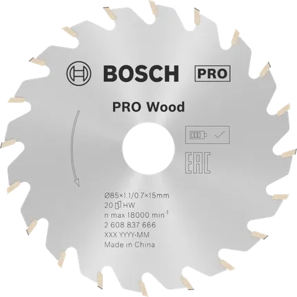 Ostrze do piły tarczowej bezprzewodowej Standard for Wood 85 x 1,1 / 0,7 x 15 T20 Bosch 2608837666