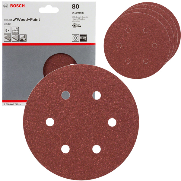 Papier ścierny Bosch C430 150 P80 2608605718 5 szt.