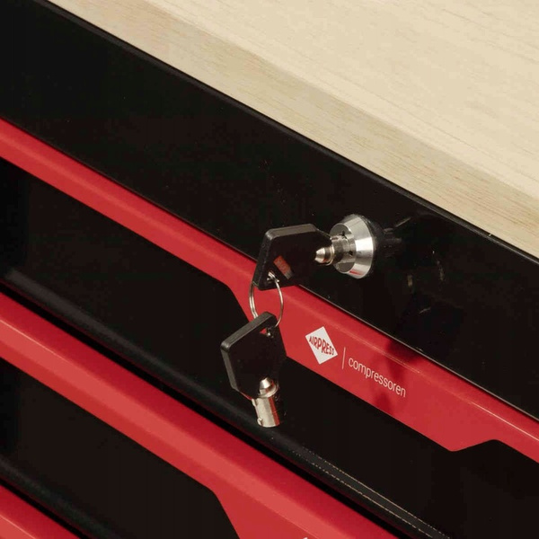 Wózek narzędziowy AIRPRESS 79169, z 7 szufladami, z 215 narzędziami oraz z drewnianym blatem