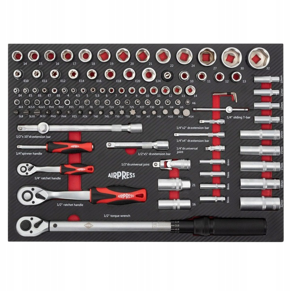 Wózek narzędziowy AIRPRESS 79169, z 7 szufladami, z 215 narzędziami oraz z drewnianym blatem